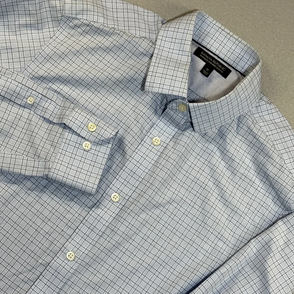 Banana Republic Non Iron Slim‎ Fit Plaid Button Down Shirt Mens Medium